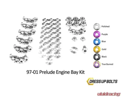 Dress Up Bolts Titanium Ti Engine Bay Kit Honda Prelude 1997-2001 - HON-034-Ti-POL