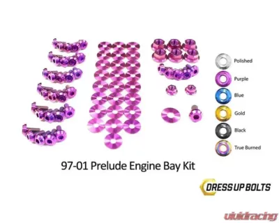 Dress Up Bolts Titanium Ti Engine Bay Kit Honda Prelude 1997-2001 - HON-034-Ti-PRP