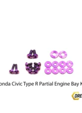 Dress Up Bolts Stage 1 Titanium Hardware Engine Bay Kit Honda Civic Type R 2017-2021                                     - HON-036-Ti-PRP - Image 2