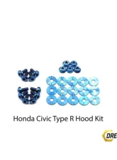 Dress Up Bolts Titanium Hardware Hood Kit Honda Civic Type R 2017-2021                                     - HON-038-Ti-BLU - Image 2