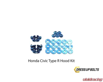 Dress Up Bolts Titanium Hardware Hood Kit Honda Civic Type R 2017-2021 - HON-038-Ti-BLU