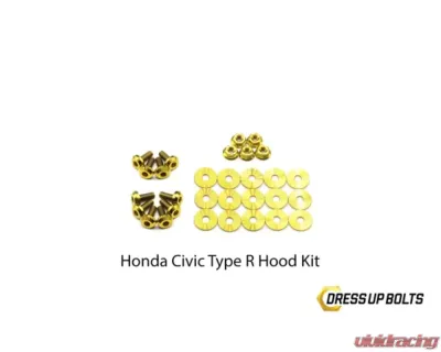 Dress Up Bolts Titanium Hardware Hood Kit Honda Civic Type R 2017-2021 - HON-038-Ti-GLD
