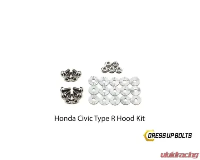 Dress Up Bolts Titanium Hardware Hood Kit Honda Civic Type R 2017-2021 - HON-038-Ti-POL