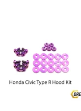 Dress Up Bolts Titanium Hardware Hood Kit Honda Civic Type R 2017-2021                                     - HON-038-Ti-PRP - Image 2