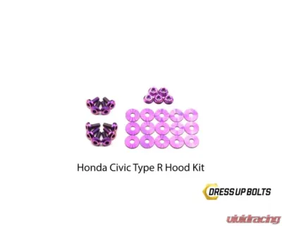 Dress Up Bolts Titanium Hardware Hood Kit Honda Civic Type R 2017-2021 - HON-038-Ti-PRP