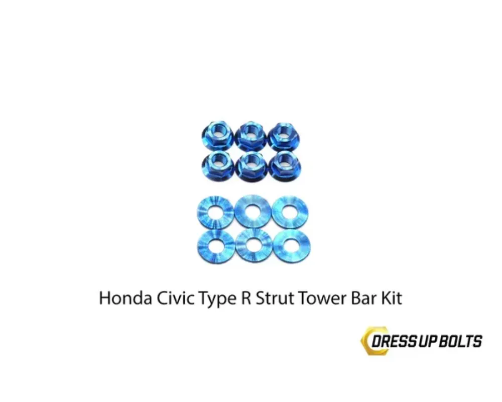Dress Up Bolts Titanium Hardware Strut Tower Kit Honda Civic Type R 2017-2021 - HON-039-Ti-BLU