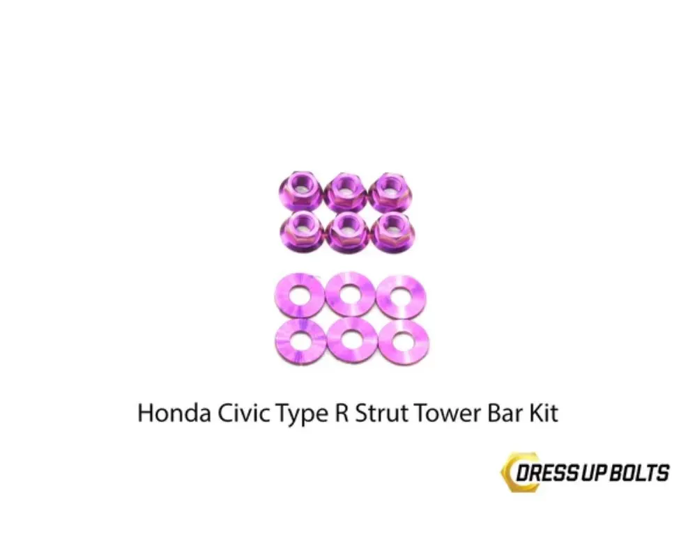 Dress Up Bolts Titanium Hardware Strut Tower Kit Honda Civic Type R 2017-2021 - HON-039-Ti-PRP