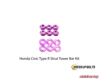 Dress Up Bolts Titanium Hardware Strut Tower Kit Honda Civic Type R 2017-2021 - HON-039-Ti-PRP