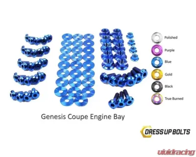 Dress Up Bolts BK Titanium Full Engine Bay Kit Hyundai Genesis Coupe 2009-2016 - HYU-001-Ti-BLU