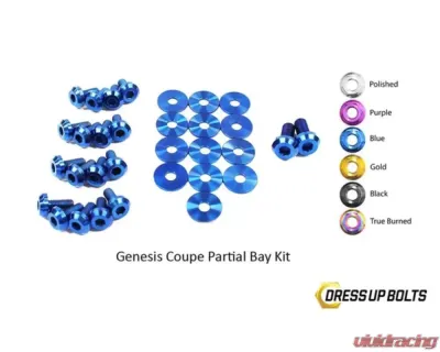 Dress Up Bolts Titanium Partial Engine Bay Kit Hyundai Genesis Coupe 2009-2016 - HYU-003-Ti-BLU