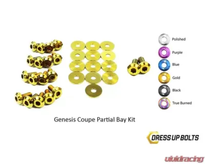 Dress Up Bolts Titanium Partial Engine Bay Kit Hyundai Genesis Coupe 2009-2016 - HYU-003-Ti-GLD