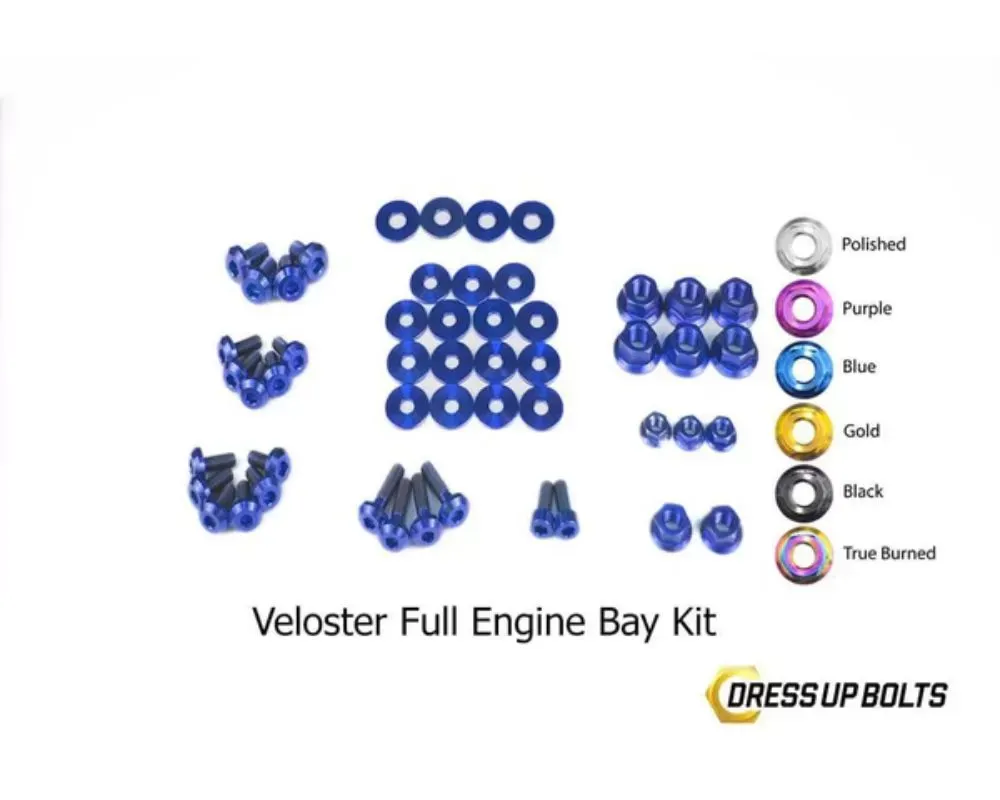 Dress Up Bolts Stage 2 Titanium Hardware Engine Bay Kit Hyundai Veloster 2012-2018 - HYU-005-Ti-BLU
