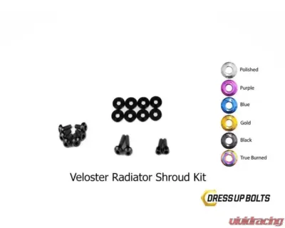 Dress Up Bolts Titanium Hardware Radiator Shroud Kit Hyundai Veloster 2012-2018 - HYU-007-Ti-BLK
