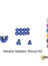 Dress Up Bolts Titanium Hardware Radiator Shroud Kit Hyundai Veloster 2012-2018                                     - HYU-007-Ti-BLU - Image 2