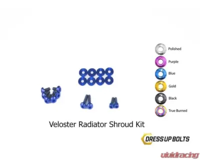 Dress Up Bolts Titanium Hardware Radiator Shroud Kit Hyundai Veloster 2012-2018 - HYU-007-Ti-BLU