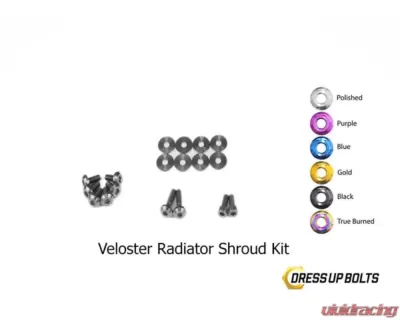 Dress Up Bolts Titanium Hardware Radiator Shroud Kit Hyundai Veloster 2012-2018 - HYU-007-Ti-POL
