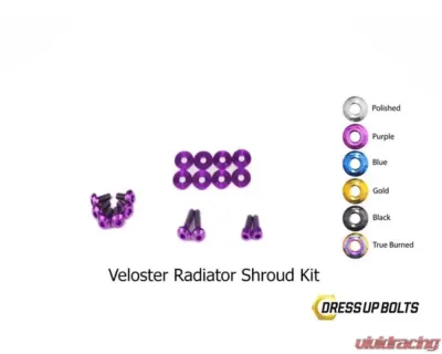 Dress Up Bolts Titanium Hardware Radiator Shroud Kit Hyundai Veloster 2012-2018 - HYU-007-Ti-PRP