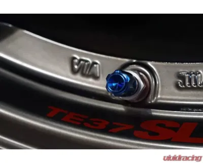 Dress Up Bolts Gear Titanium Valve Stem Caps - IND-081-Ti-BLU
