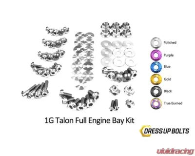 Dress Up Bolts Titanium Full Engine Bay Kit Eagle 1G Talon DSM 1990-1994 - MIT-017-Ti-POL