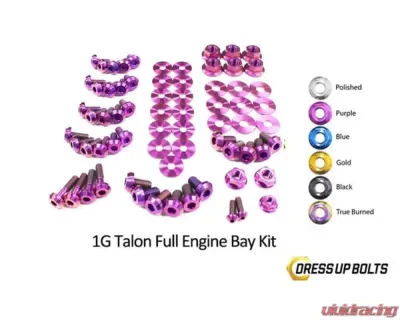 Dress Up Bolts Titanium Full Engine Bay Kit Eagle 1G Talon DSM 1990-1994 - MIT-017-Ti-PRP
