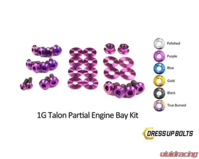 Dress Up Bolts Titanium Partial Engine Bay Kit Eagle 1G Talon DSM 1990-1994 - MIT-018-Ti-PRP