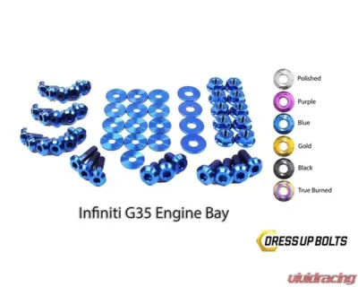 Dress Up Bolts Titanium Engine Bay Kit Infiniti G35 Coupe | Sedan 2003-2007 - NIS-001-Ti-BLU