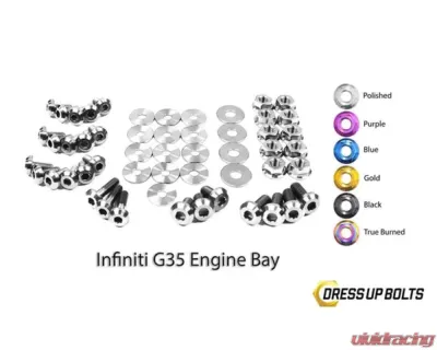 Dress Up Bolts Titanium Engine Bay Kit Infiniti G35 Coupe | Sedan 2003-2007 - NIS-001-Ti-POL