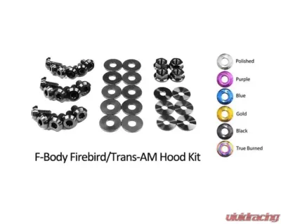 Dress Up Bolts Titanium Bolts Hood Kit Pontiac Firebird | Trans Am 1998-2002 - PON-002-Ti-BLK