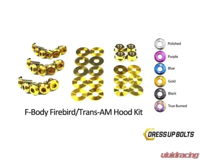 Dress Up Bolts Titanium Bolts Hood Kit Pontiac Firebird | Trans Am 1998-2002 - PON-002-Ti-GLD