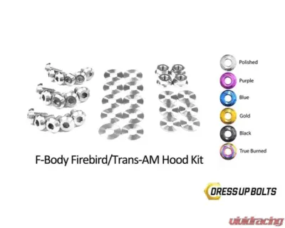 Dress Up Bolts Titanium Bolts Hood Kit Pontiac Firebird | Trans Am 1998-2002 - PON-002-Ti-POL