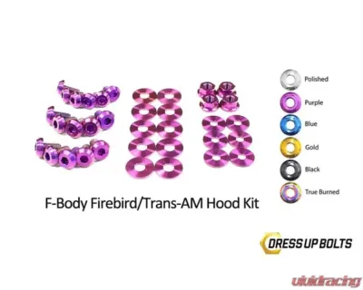 Dress Up Bolts Titanium Bolts Hood Kit Pontiac Firebird | Trans Am 1998-2002 - PON-002-Ti-PRP
