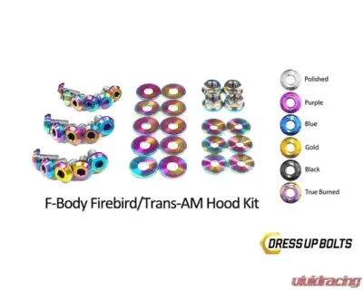 Dress Up Bolts Titanium Bolts Hood Kit Pontiac Firebird | Trans Am 1998-2002 - PON-002-Ti-TB