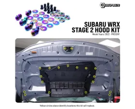 Dress Up Bolts Stage 2 Titanium Hardware Hood Kit Subaru WRX 2022+