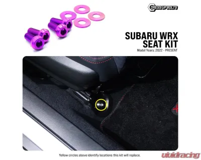 Dress Up Bolts Titanium Hardware Seat Kit Subaru WRX 2022+ - SUB-043-Ti-BLU