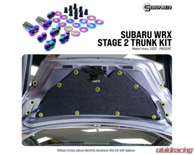 Dress Up Bolts Stage 2 Titanium Hardware Trunk Kit Subaru WRX 2022+ - SUB-045-Ti-BLU