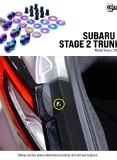 Dress Up Bolts Stage 2 Titanium Hardware Trunk Kit Subaru WRX 2022+                                     - SUB-045-Ti-BLU - Image 2