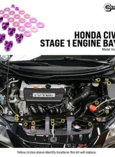 Dress Up Bolts Stage 1 Titanium Hardware Engine Bay Kit Honda Civic Si 2012-2015                                     - HON-075-Ti-BLK - Image 4