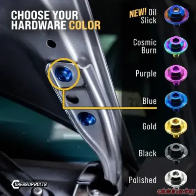 Dress Up Bolts Titanium Hardware Hood Kit Honda Civic Si 2012-2015 - HON-078-Ti-BLU