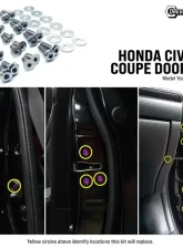 Dress Up Bolts Titanium Hardware Door Kit Honda Civic Si 2012-2015                                     - HON-079-Ti-BLU - Image 4
