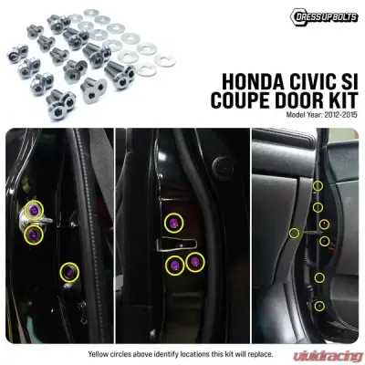 Dress Up Bolts Titanium Hardware Door Kit Honda Civic Si 2012-2015 - HON-079-Ti-GLD