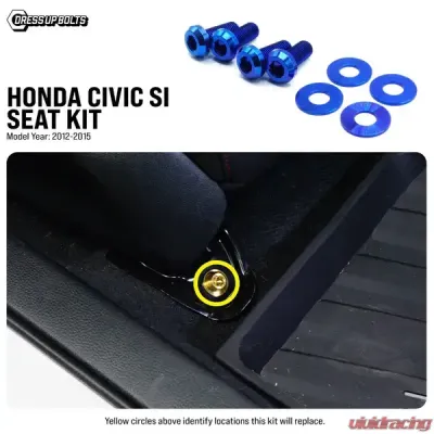 Dress Up Bolts Titanium Hardware Seat Kit Honda Civic Si 2012-2015 - HON-080-Ti-BLU