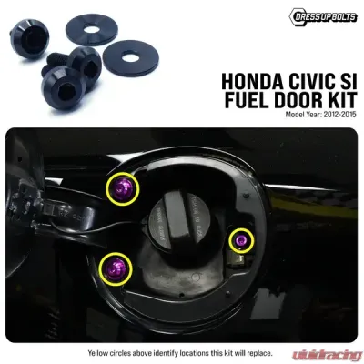 Dress Up Bolts Titanium Hardware Fuel Door Kit Honda Civic Si 2012-2015 - HON-081-Ti-BLU