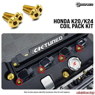Dress Up Bolts Titanium Hardware Coil Pack Kit Honda K20/K24 - HON-086-Ti-SLK