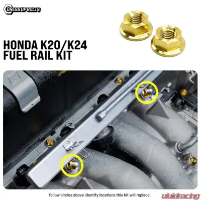 Dress Up Bolts Titanium Hardware Fuel Rail Kit Honda K20/K24 - HON-087-Ti-POL