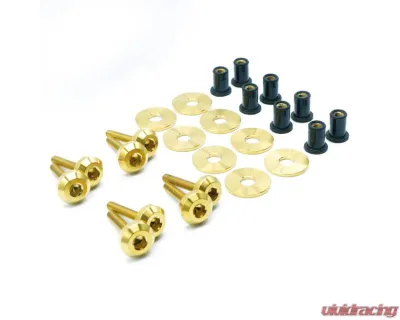 Dress Up Bolts Blue Titanium Hardware Radiator Shroud Kit Nissan R35 GT-R 2009-2023 - NIS-041-Ti-BLU
