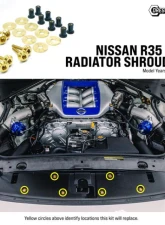Dress Up Bolts Blue Titanium Hardware Radiator Shroud Kit Nissan R35 GT-R 2009-2023                                     - NIS-041-Ti-BLU - Image 4
