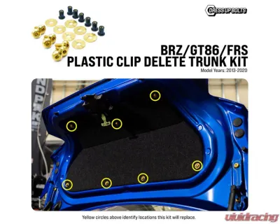 Dress Up Bolts Black Titanium Hardware Plastic Clip Delete Trunk Kit Subaru BRZ | Toyota GT86 | Scion FR-S 2013-2020 - SUB-049-Ti-BLK