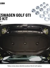 Dress Up Bolts Titanium Hardware Hood Kit Volkswagen Golf GTI 2022+                                     - VKW-008-Ti-PRP - Image 4