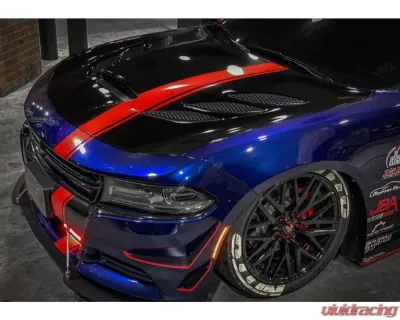 Black Ops Auto Works Carbon Fiber Sniper 3.0 Hood Carbon Fiber Top/ Fiberglass Inner Piece Dodge Charger 2015-2022 - 240.0992