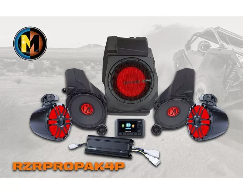 Memphis Audio PAK4P and 4 Speaker with Subwoofer System Polaris RZR PRO 2020+ - RZRPROPAK4P